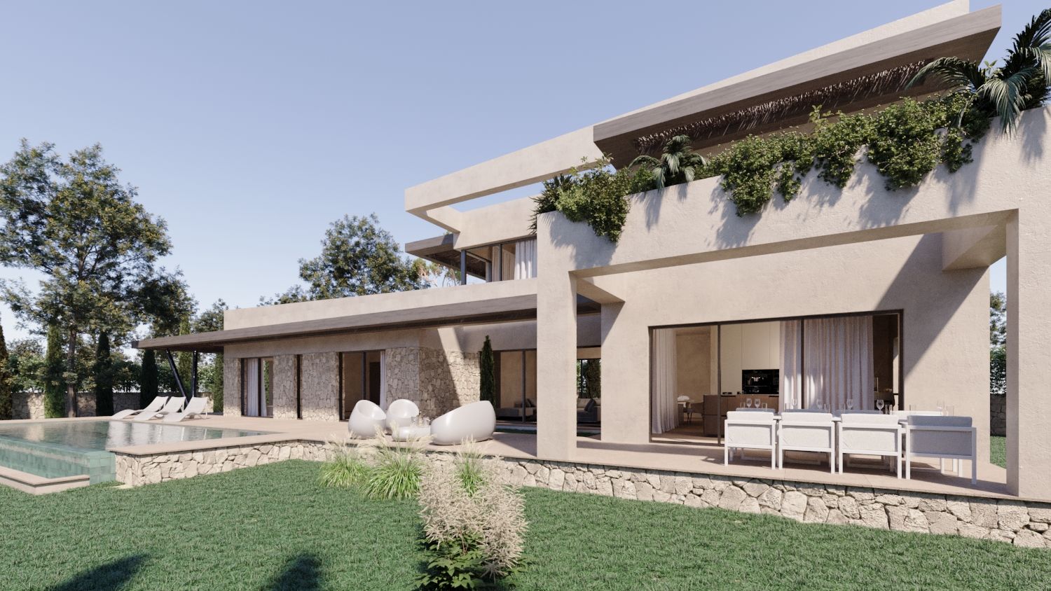 Luxuriöse moderne Villa mit zeitgenössischem mediterranem Stil und eleganter Ausstattung