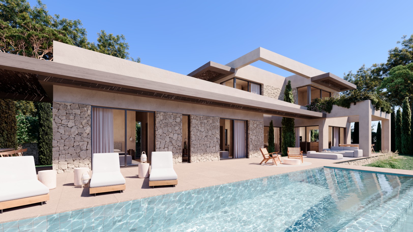 Luxuriöse moderne Villa mit zeitgenössischem mediterranem Stil und eleganter Ausstattung