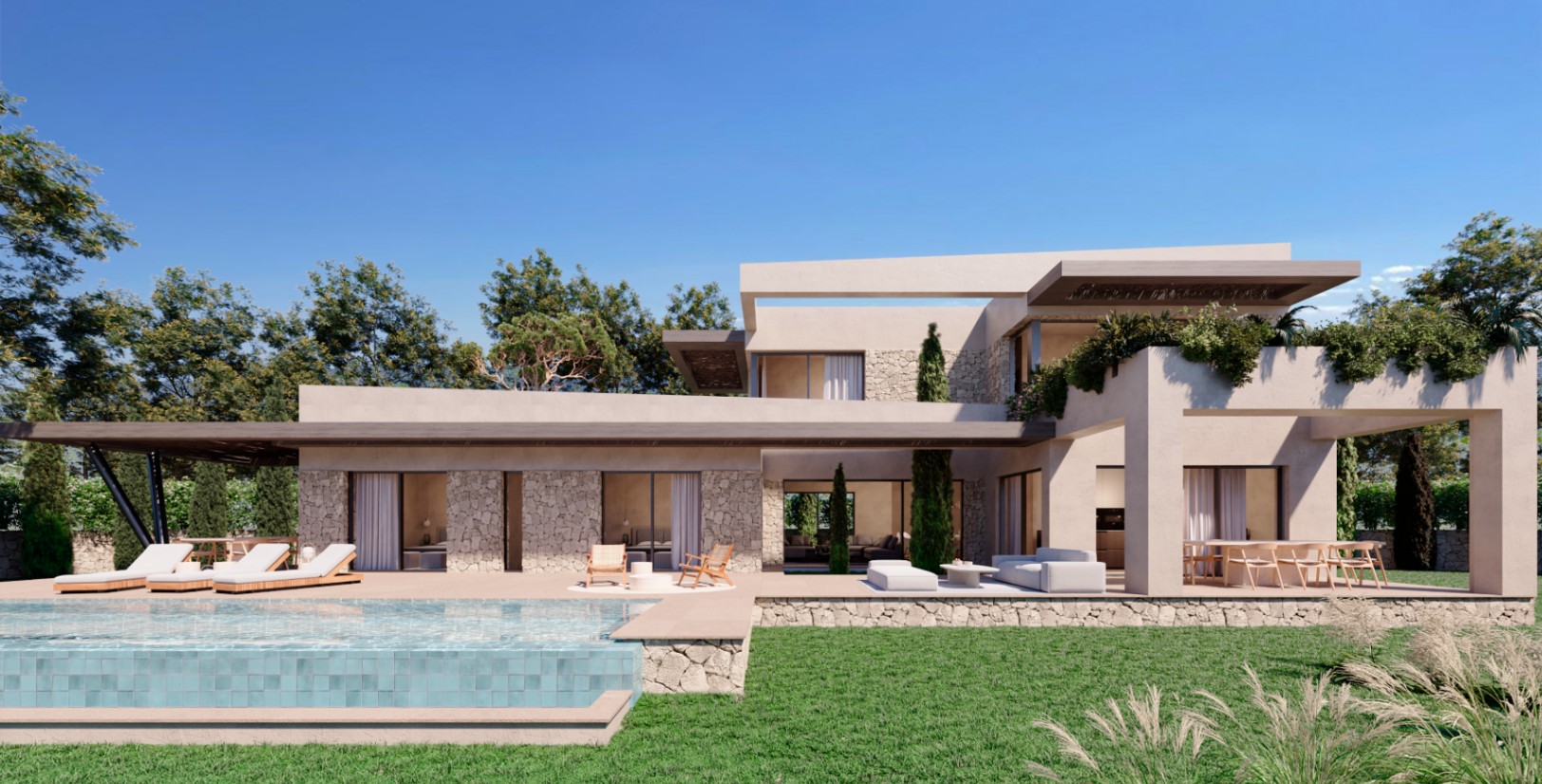Luxuriöse moderne Villa mit zeitgenössischem mediterranem Stil und eleganter Ausstattung